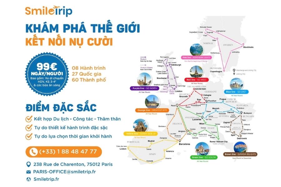 Liên hệ ngay với Smile Trip để có hành trình khám phá Châu Âu trọn vẹn