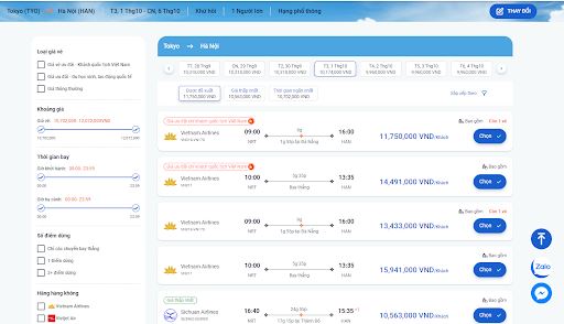 Săn vé máy bay từ Tokyo về Hà Nội với giá rẻ nhất