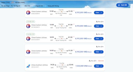 Đặt vé máy bay từ Tokyo đi Hà Nội với giá rẻ nhất