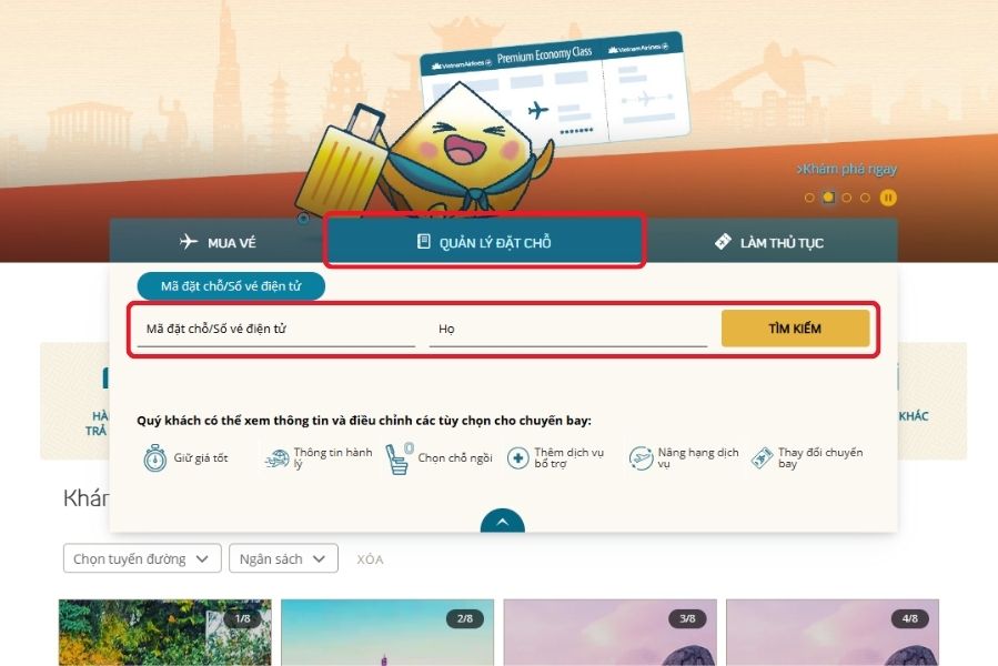Cách kiểm tra thông tin vé máy bay Vietnam Airlines trên website