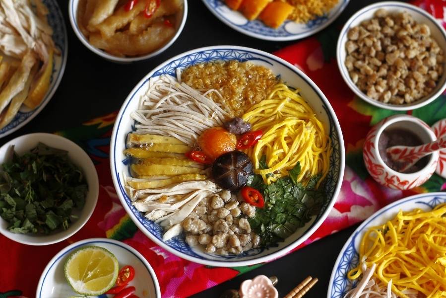 Bún thang được trình bày đẹp mắt