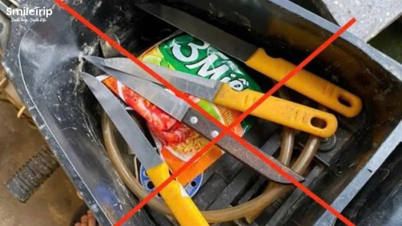 Không mang vũ khí, vật nguy hiểm và công cụ phòng vệ trong hành lý đi Nhật