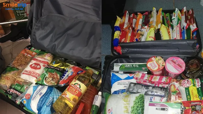 Tùy thực phẩm khô hoặc đồ ăn đóng gói được mang trong vali sang Nhật