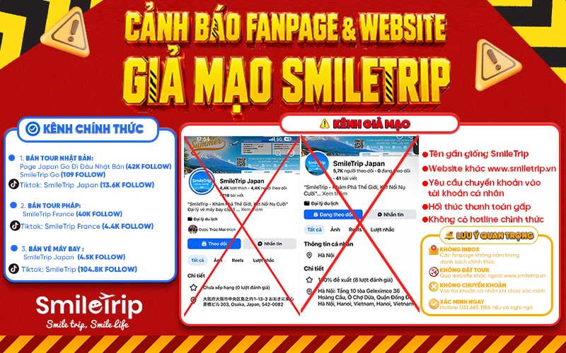 CẢNH BÁO FANPAGE & WEBSITE GIẢ MẠO SMILETRIP