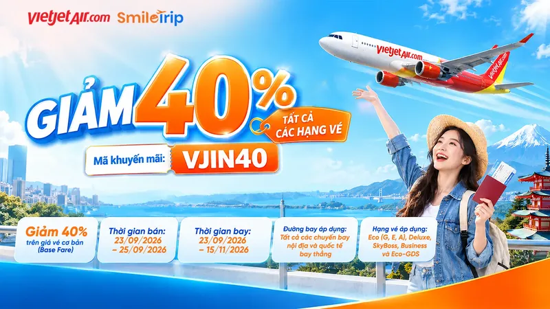 MÃ CHỒNG MÃ – GIẢM NGAY 40% TOÀN BỘ HẠNG VÉ VỚI VJIN40